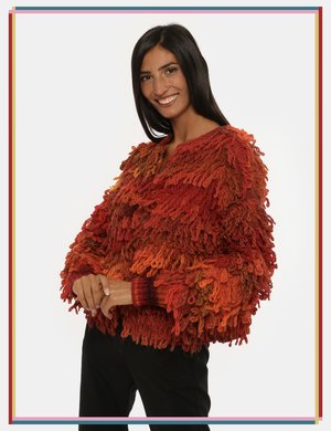 maglia donna elegante scontata - Maglione Caractere poncho rosso
