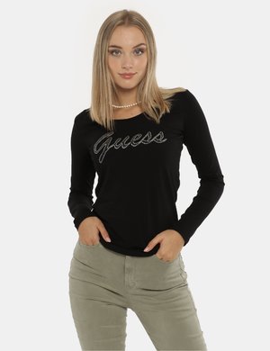 maglia donna elegante scontata - T-shirt Guess nero glitter