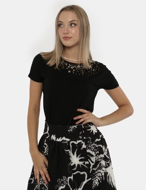 Abbigliamento donna scontato - T-shirt Fracomina nero glitter