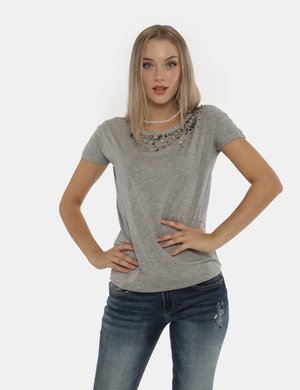 Abbigliamento donna scontato - T-shirt Fracomina grigio glitter