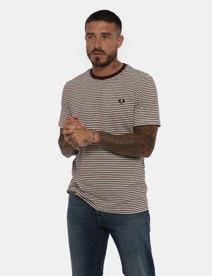 Fred Perry uomo outlet - T-shirt Fred Perry rigata marrone