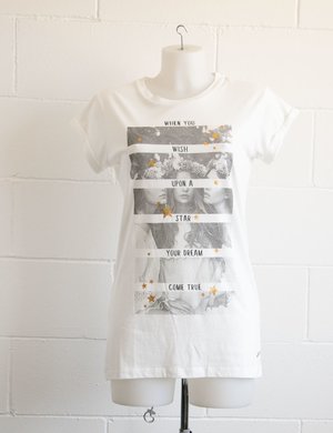 T-shirt Maison Espin con stampa e stelle glitterate
