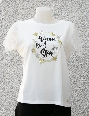 T-shirt da donna scontata - T-shirt Maison Espin con stampa e paillettes
