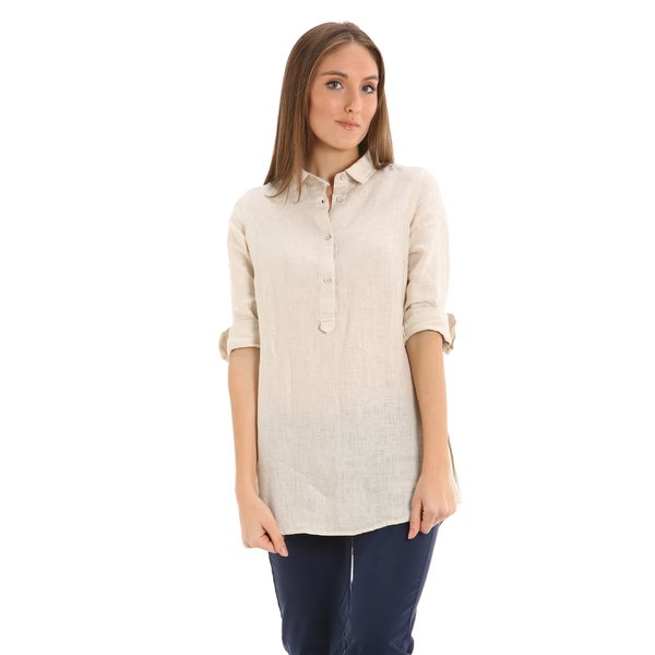 E259 women’s linen shirt with side vents
