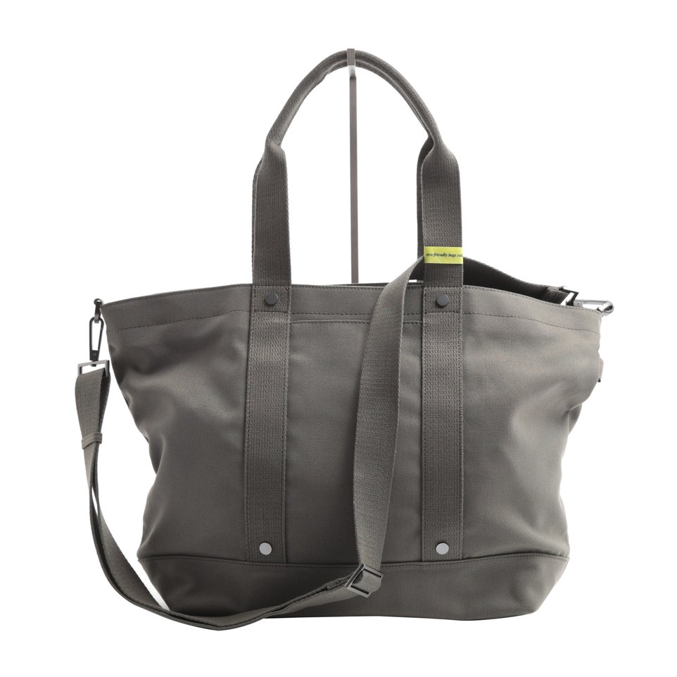 Shopping bag ECO verde con fondo resinato e tasca imbottita porta pc/tablet