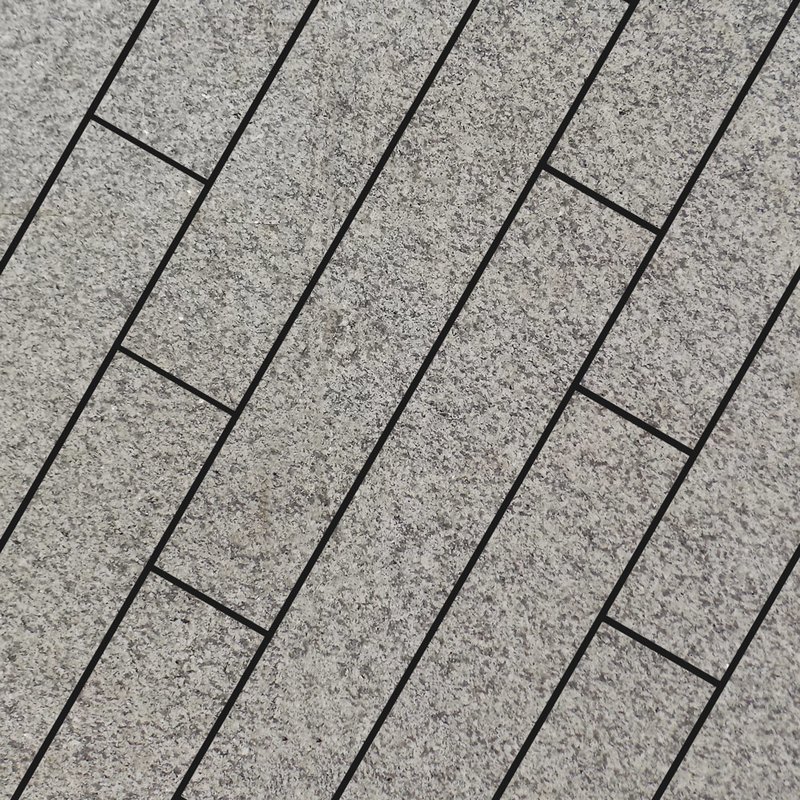 Light Grey Sawn & Flamed Natural Granite Planks - Light Grey