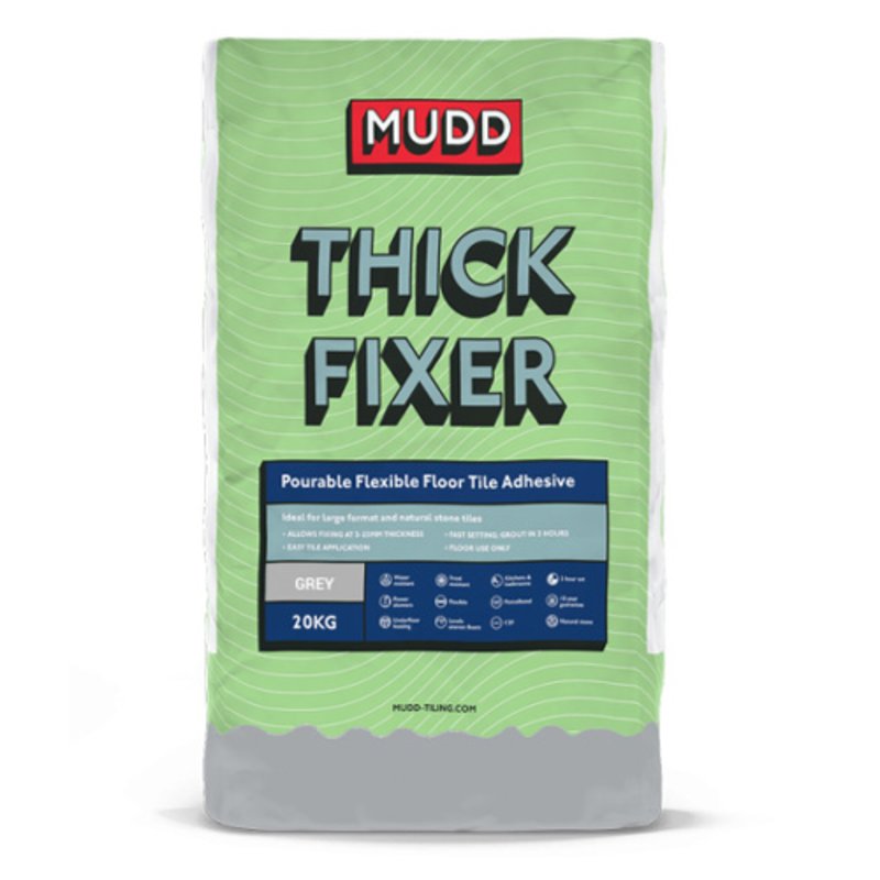 Mudd Thick Fixer Flexible Floor Tile Adhesive - 20KG - Dark Grey