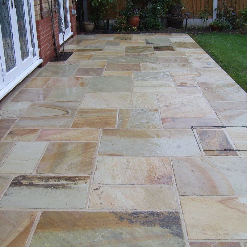 Buff Hand Cut Natural Sandstone Paving (Mixed Size Packs) - Buff