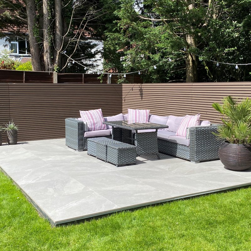 Porcelain Garden Tiles - Durbay - 800x800 - Grey