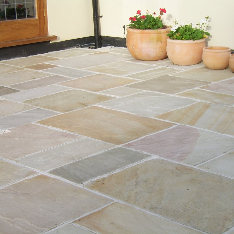 Mint Fossil Hand Cut Natural Sandstone Paving (900x600 Packs) - Mint Fossil