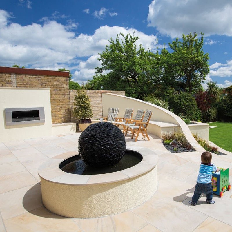 Mint Fossil Sawn & Honed Natural Sandstone Paving (Mixed Size Packs) - Mint Fossil