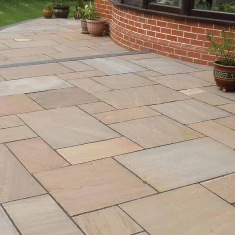 Autumn Brown Hand Cut Natural Sandstone Paving (Mixed Size Packs) - Autumn Brown