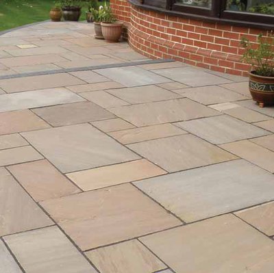 Autumn Brown Hand Cut Natural Sandstone Paving (Mixed Size Packs)