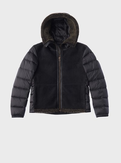 TEN C - HOODED SHEARLING LINER - Grey Soot - TEN C
