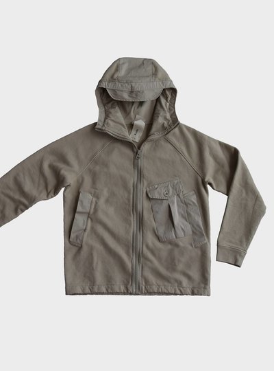 TEN C - GARMENT DYED ZIPPED HOODIE - Pale Taupe - TEN C