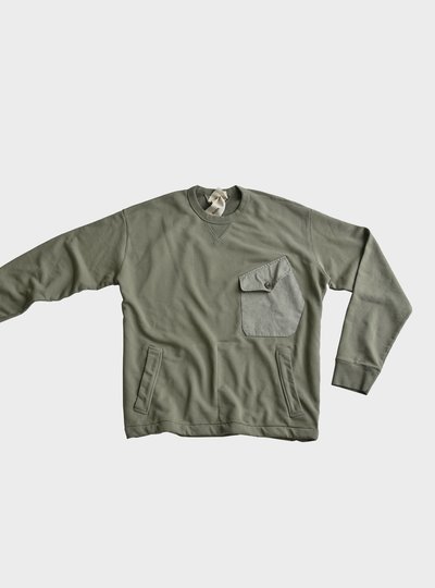 TEN C - GARMENT DYED SWEATSHIRT - Green Sage - TEN C