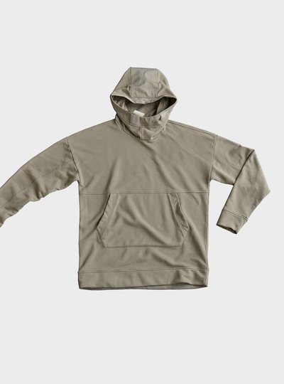 TEN C - FUNNEL-NECK COTTON HOODIE - Pale Taupe - TEN C
