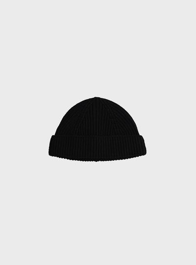 TEN C - FISHERMAN RIBBED BEANIE - Black - TEN C