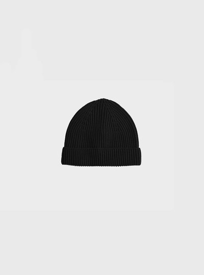 TEN C - RIBBED MERINO BEANIE - Black - TEN C