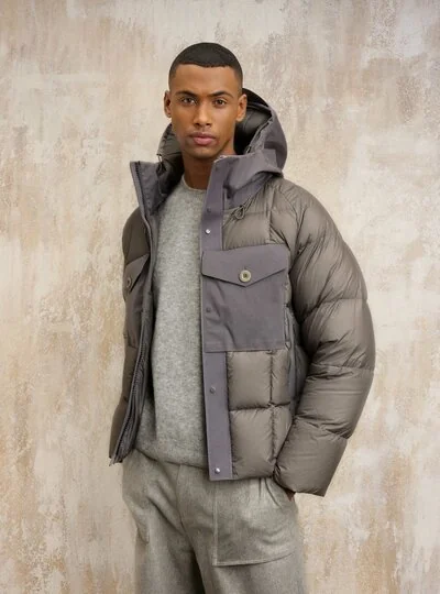 TEN C - TANKER COMBO DOWN JACKET - Iron Grey - TEN C