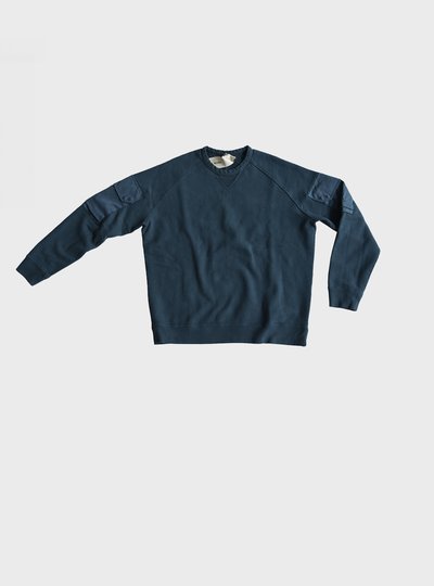TEN C - MULTI POCKET SNAP CREW SWEAT - Blue Avio - TEN C