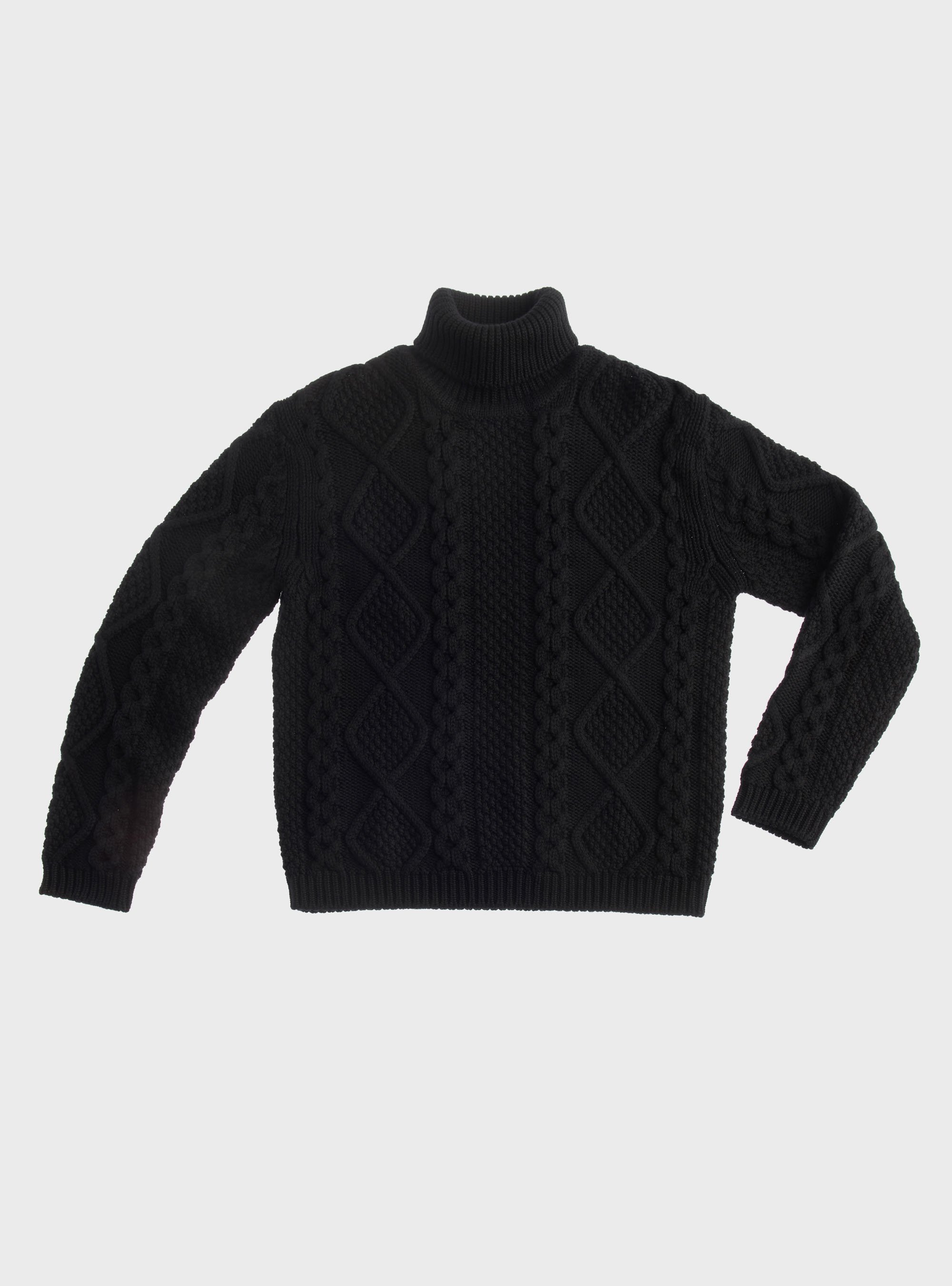 TEN C - MERINO WOOL ROLLNECK SWEATER - Black - TEN C