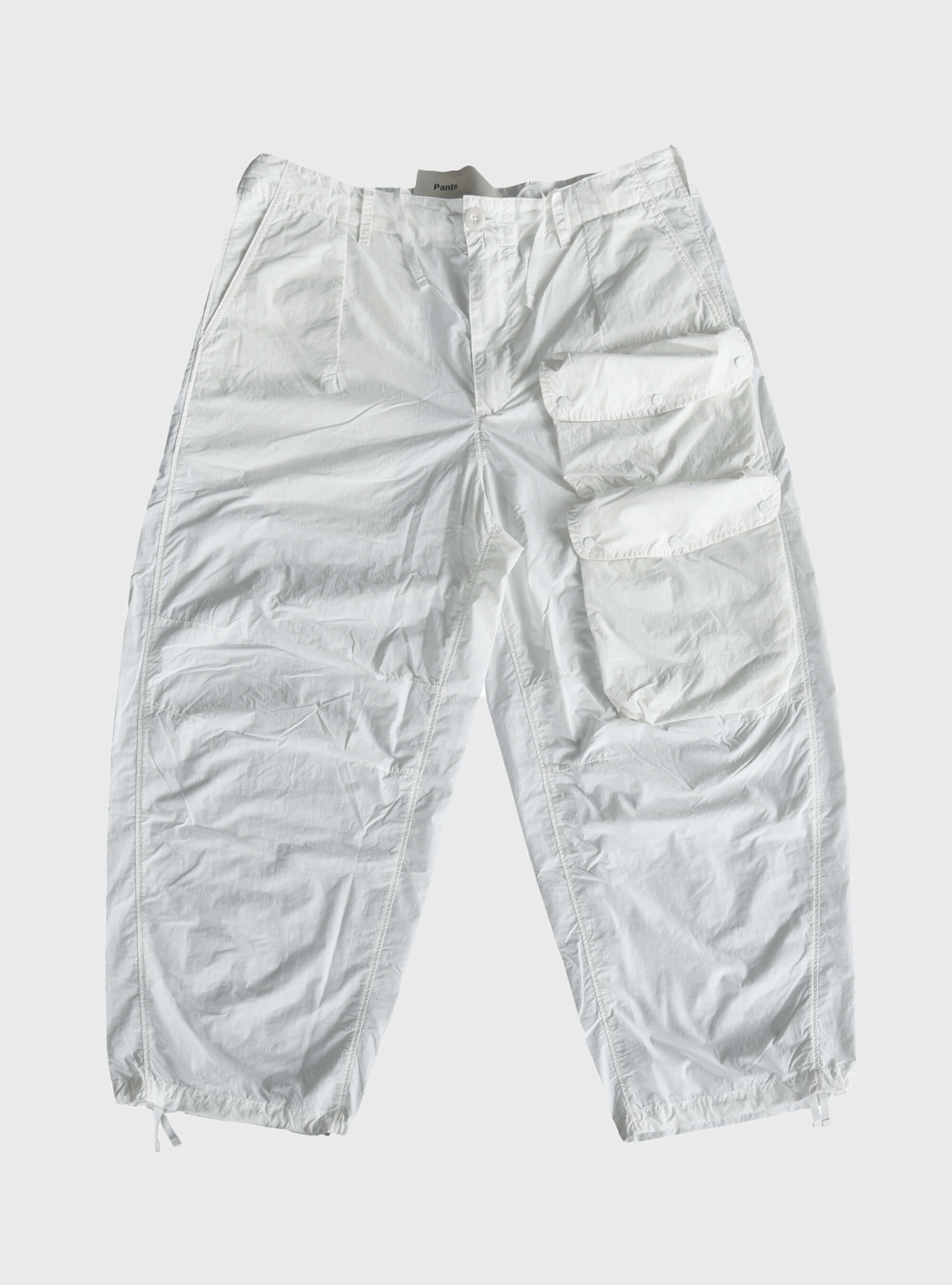 TEN C - GARMENT DYED LIGHT NYLON TACTEL CARGO TROUSERS - Snow White - TEN C