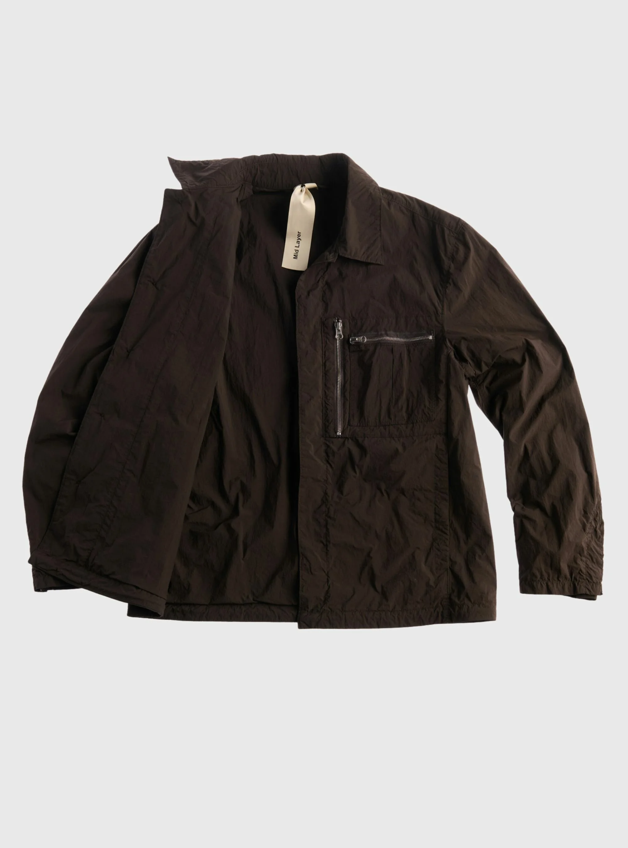 TEN C - GARMENT DYED NYLON TACTEL OVERSHIRT - Turkish Coffe - TEN C