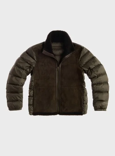 TEN C - SHEARLING DOWN LINER JACKET - Green Lizard - TEN C
