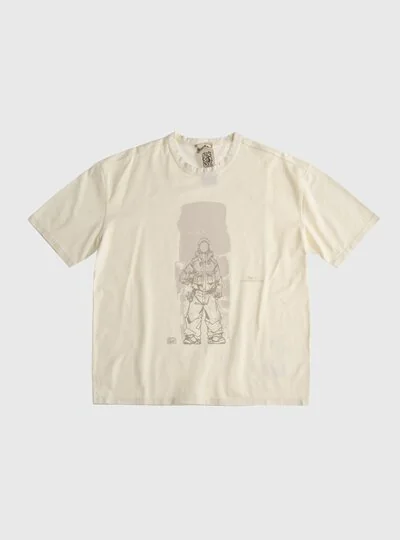 TEN C - COTTON JERSEY T-SHIRT - GANG BOX COLAB - Chalk - TEN C