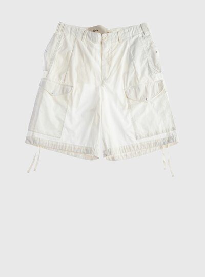 TEN C - GARMENT DYED COTTON GABARDINE SHORTS - Snow White - TEN C