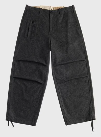 TEN C - WOOL FLANNEL TROUSERS - Black Widow - TEN C