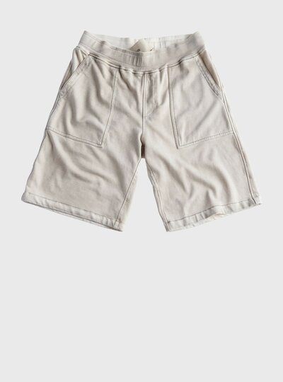 TEN C - GARMENT DYED DIAGONAL FLEECE SHORTS - Pale Taupe - TEN C