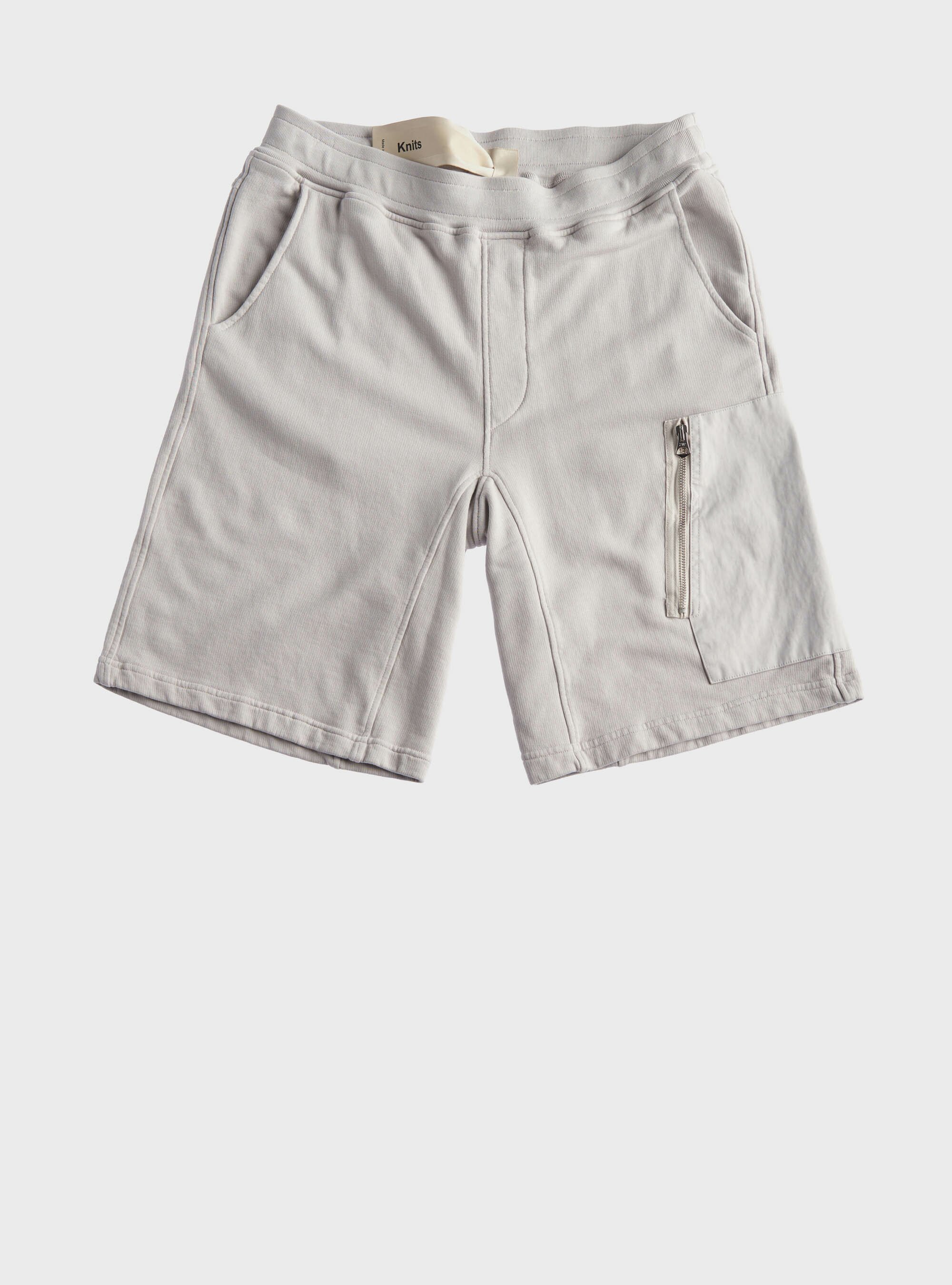 TEN C - GARMENT DYED COTTON FLEECE SHORTS - Silver Grey - TEN C