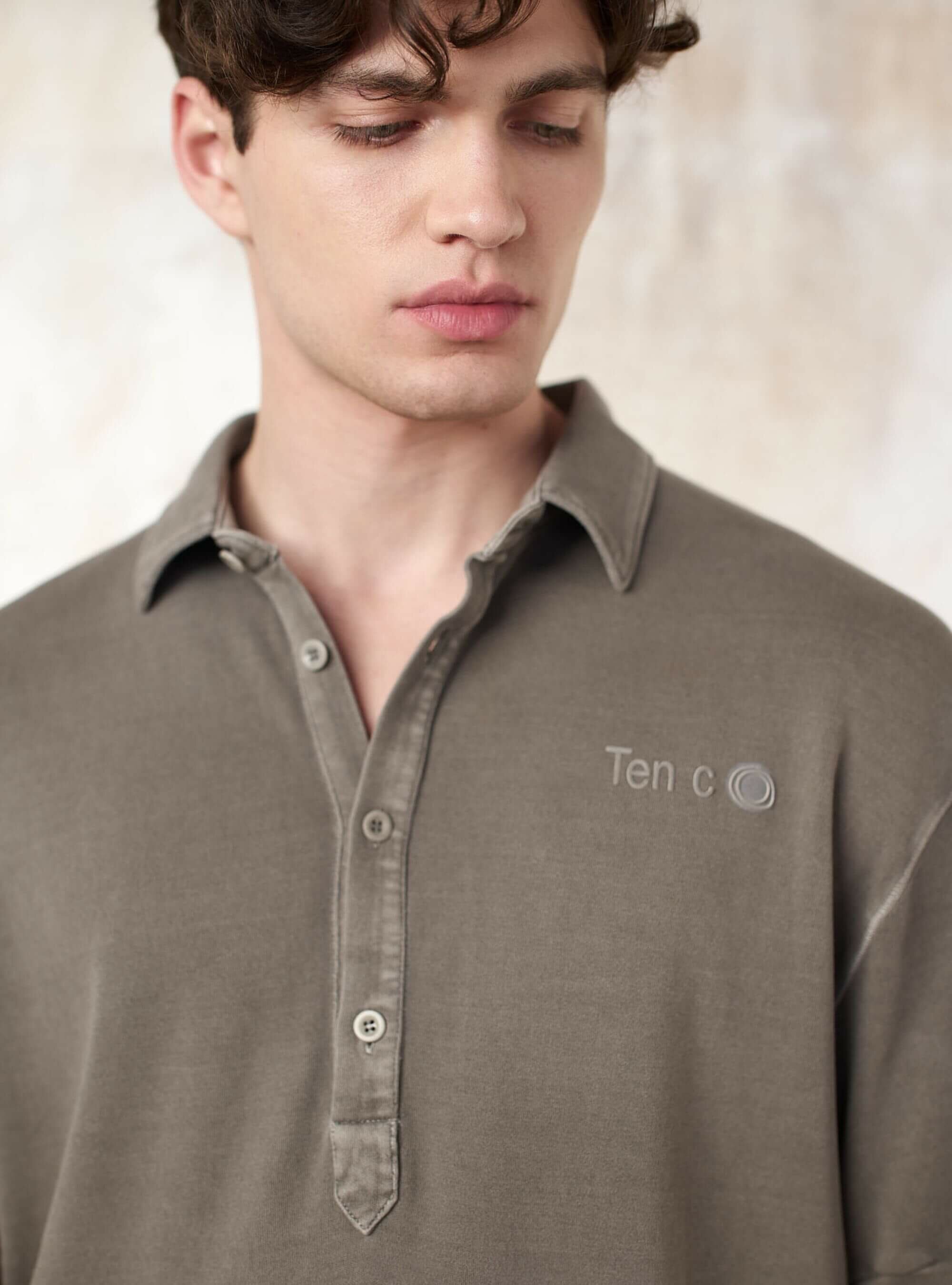 Ten c| (Mineral Garment Dyed Polo (25CTCUT02002 M06460 Mineral Garment Dyed Polo | Ten c ®