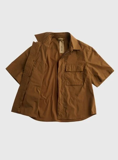 TEN C - PIECE DYED COTTON SHIRT - Cigar - TEN C