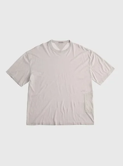 TEN C - LIGHT MARMO DYED COTTON T-SHIRT - Grey Cloud - TEN C