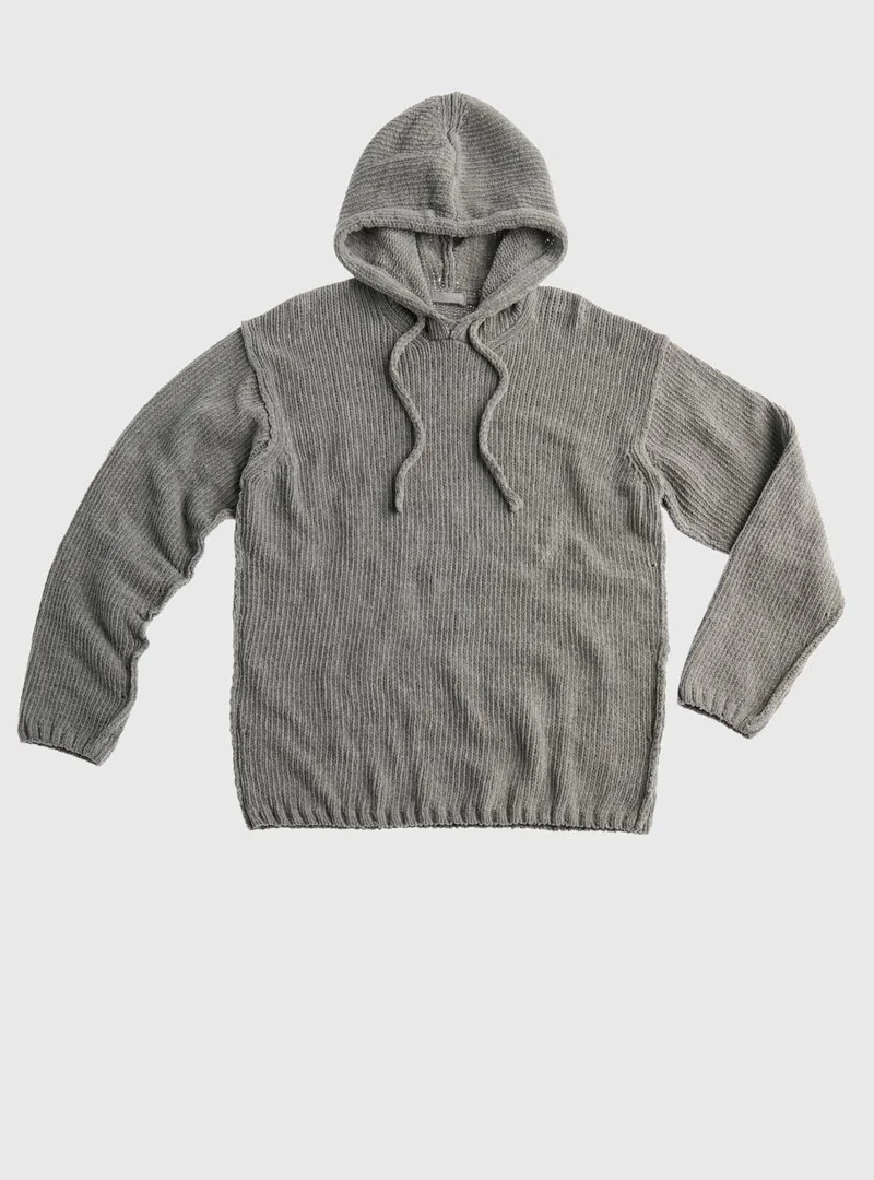 HODDED CHENILLE COTTON KNIT