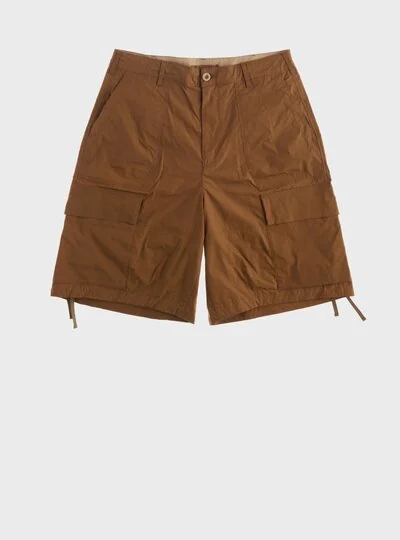 TEN C - STRAIGHT-LEG PIECE DYED SHORTS - Cigar - TEN C