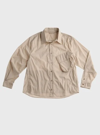TEN C - PIECE DYED COTTON SHIRT - Gray Sand - TEN C