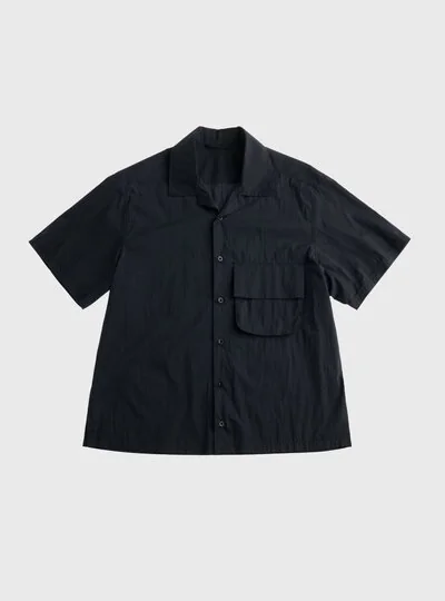 TEN C - PIECE DYED COTTON SHORT SLEEVE SHIRT - Blue - TEN C