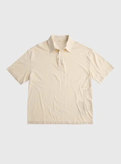 TEN C - LIGHT MARMO DYED COTTON POLO - Hazelnut Milk - TEN C