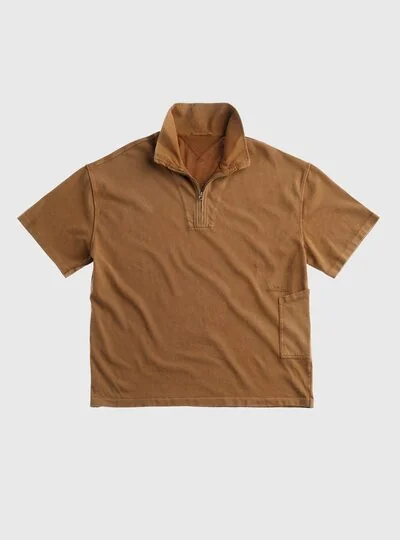 TEN C - LIGHT MARMO DYED COTTON POLO - Cigar - TEN C