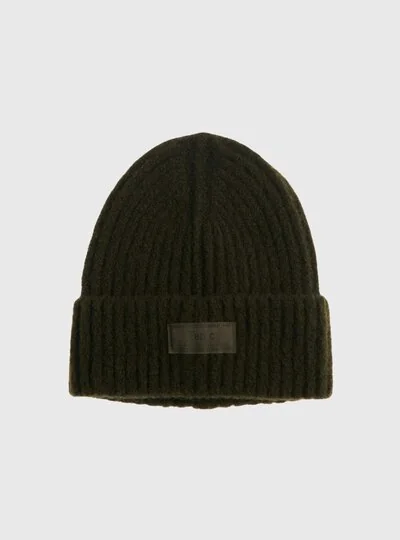 TEN C - TORU BRUSHED STRETCH WOOL BEANIE - Green Lizard - TEN C