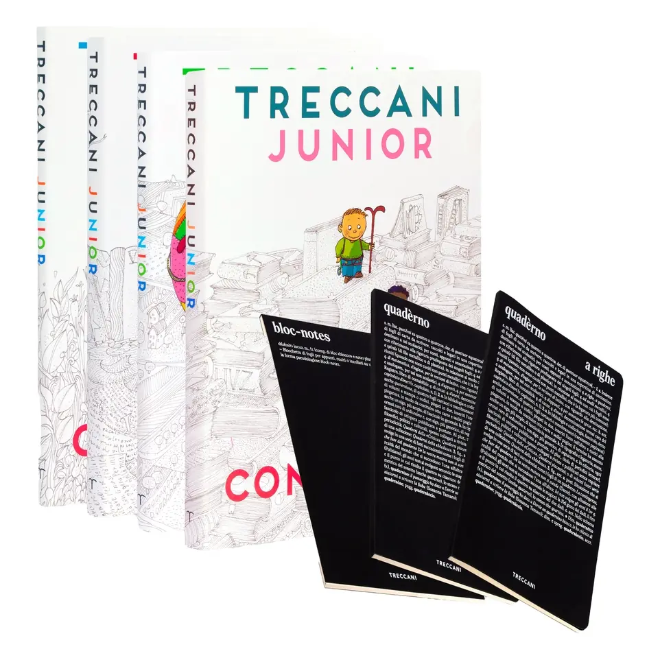 Treccani Junior, set Bloc-Notes, quaderno fogli bianchi e quaderno a righe Nero/Bianco
