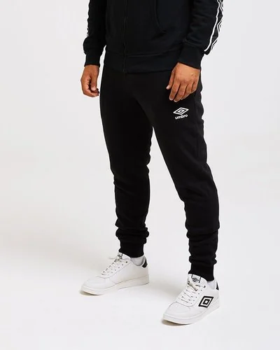 Brushed fleece jogger pants with logo print band - Black
