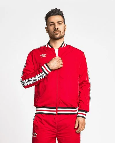Track jacket with logo print band - Red