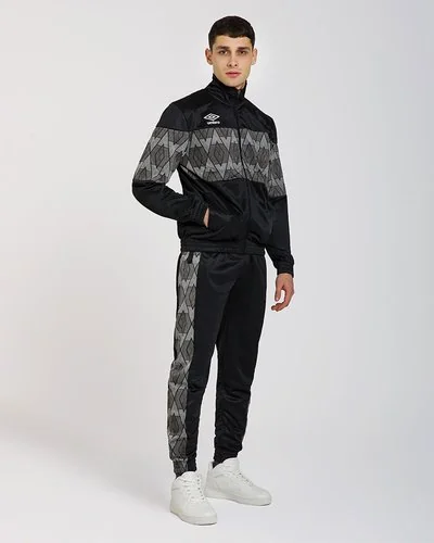 Polyester tracksuit with vintage style print - Black