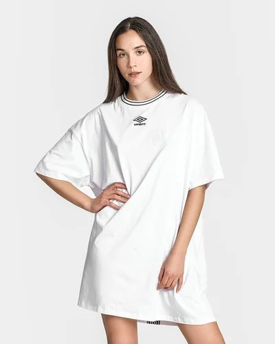 Dress with logo print band - White