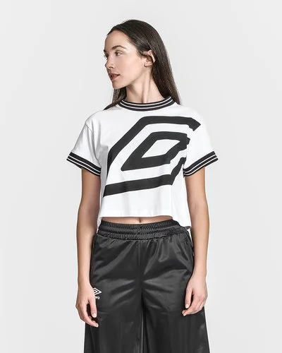 Cropped t-shirt with print - White